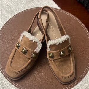 Chelsea and Violet Brown Loafers with Faux Fur Trim